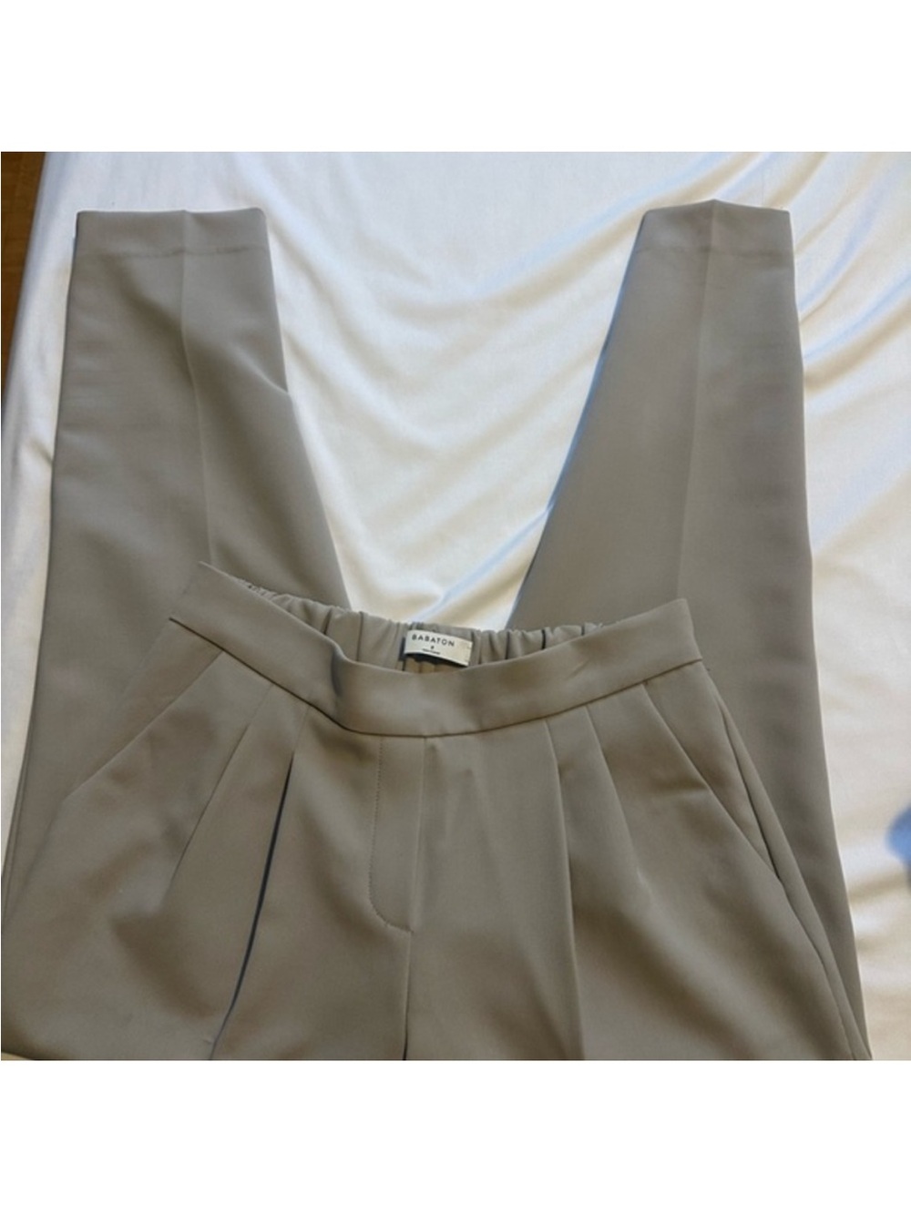 Babaton Taupe High-Rise Pleated Trousers